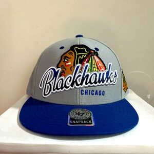 Chicago Blackhawks '47 Brand Adjustable Hat Cap Gray/Blue Snapback NHL Official